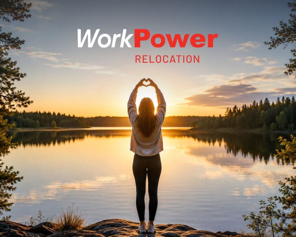 A photo of an employee in a Finnish landscape.