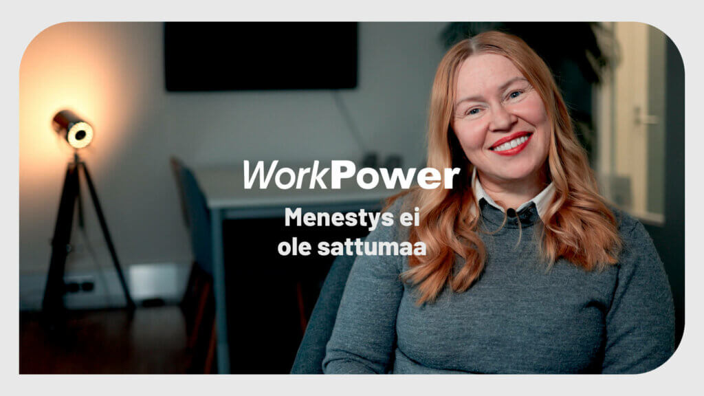 Videon thumbnail-kuvassa WorkPowerin Anja Pajala.