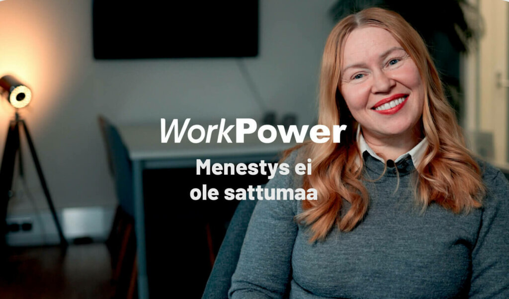 Videon thumbnail-kuvassa WorkPowerin Anja Pajala.
